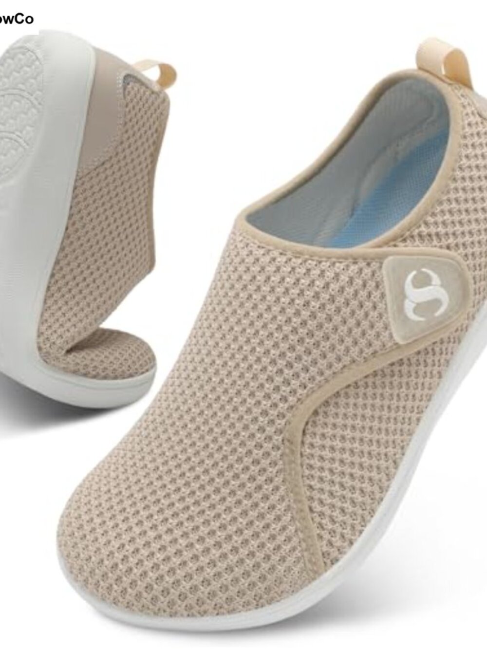 Womens Wide Width Walking Shoes Adjustable Zero Drop Breathable Knit Sneakers